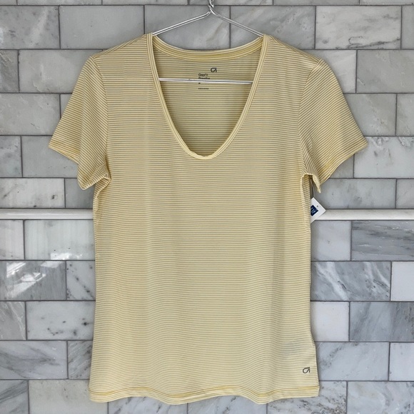 Gapfit Breathe Yellow & White Stripe Scoopneck Tee - Picture 2 of 7